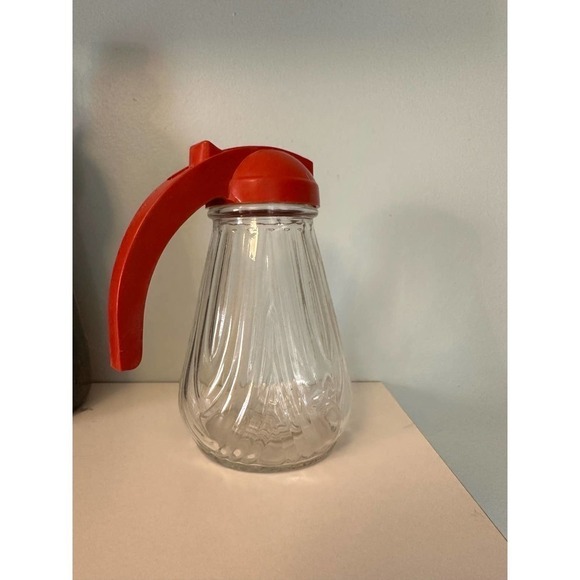Vintage Federal Tool glass syrup dispenser with red plastic top - Picture 4 of 12
